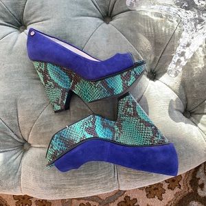 Calvin Klein suede and snake wedges